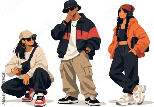 Chic Street Style. Cool casual street look captured through relaxed silhouettes, modern accessories, and effortless attitude,