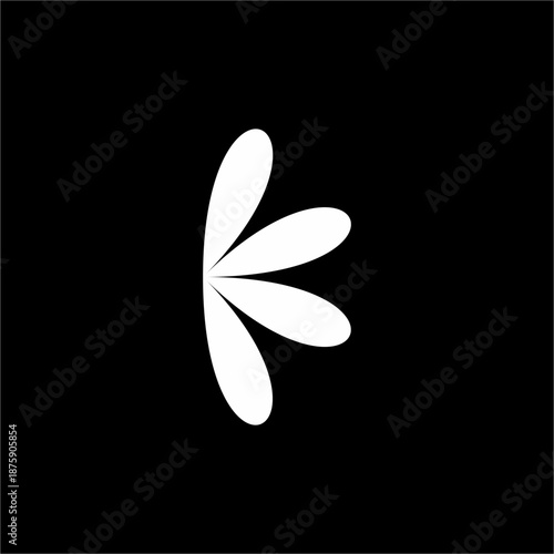 Four petal-like shapes radiating to form a soft, organic abstract letter K.