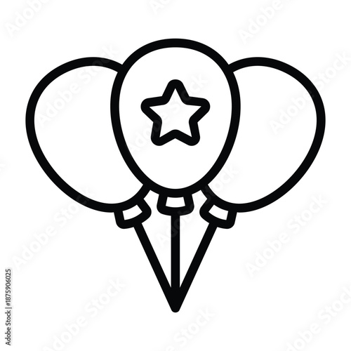 Outline illustration of balloons tied together using thin black strokes. Light and cheerful design suitable for children events, celebrations, and educational visuals.