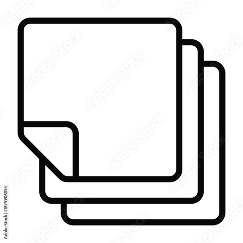 Outline illustration of stacked origami paper sheets. Thin black stroke design without fill, suitable for creative learning, craft education, and instructional visuals.