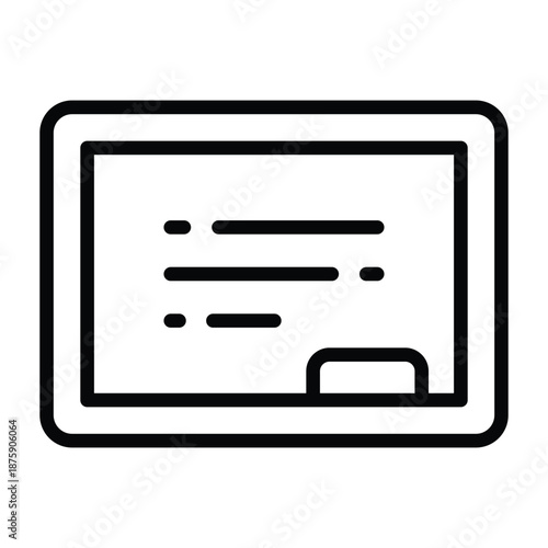 Outline illustration of a classroom blackboard with thin black lines and no fill. Clean educational style suitable for school materials, teaching visuals, and learning interfaces.