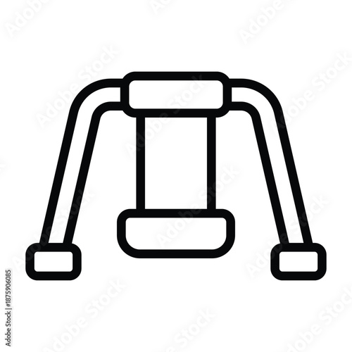 Outline illustration of a playground swing using thin black lines. Simple outdoor play symbol designed for children education themes, park visuals, and activity-related layouts.