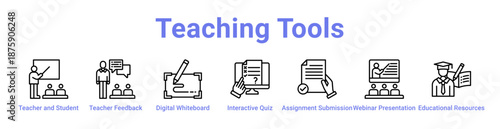 Teaching Tools Icon Banner and Collection