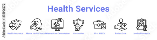 Health Services Icon Banner and Collection
