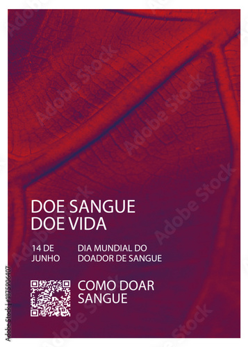 Blood donation poster template on red background