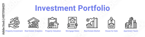 Investment Portfolio Icon Banner and Collection