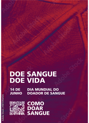 Blood donation poster template on red background