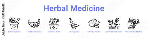 -Herbal Medicine Icon Banner and Collection