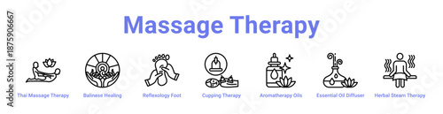 -Massage Therapy Icon Banner and Collection