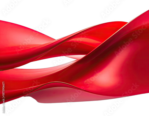 Flowing, vibrant red fabric against a stark black background, highlighting its curves and texture