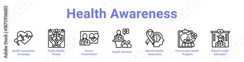 -Health Awareness Icon Banner and Collection