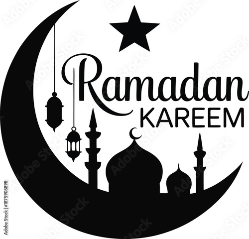 eid mubarak vector illustration silhouettes