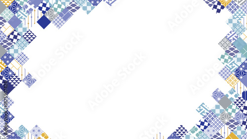 冬の季節の彩り和柄背景イラスト
