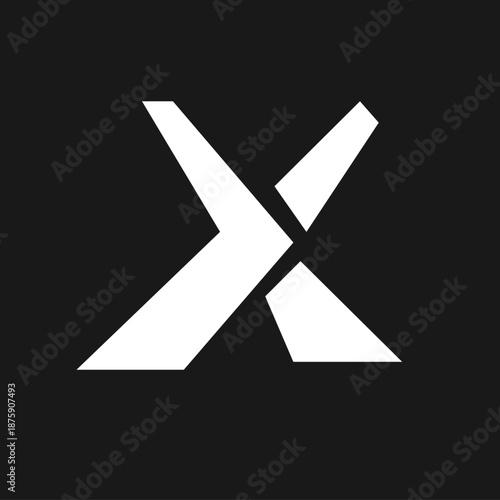 Modern white geometric letter X logo symbol on black background, abstract design