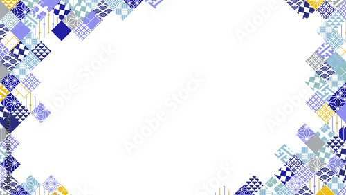 冬の季節の彩り和柄背景イラスト
