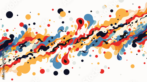 Vibrant colorful paint splashes on white background