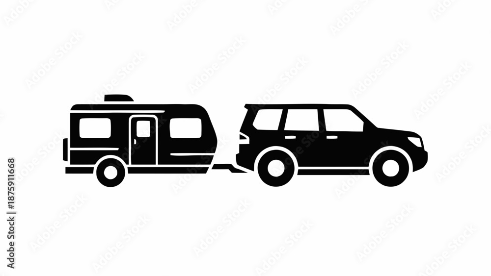 Fototapeta premium Suv towing caravan vector icon