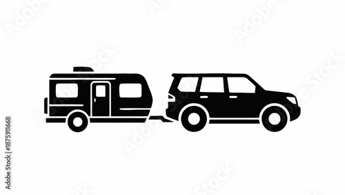 Suv towing caravan vector icon