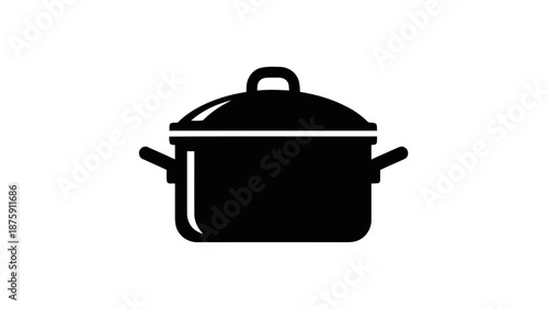 Vector illustration of a classic cooking pot with lid and handles, ideal for kitchenware and culinary designs