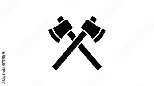 Vector illustration of crossed axes, a classic emblem symbolizing lumberjacking and woodcutting activity