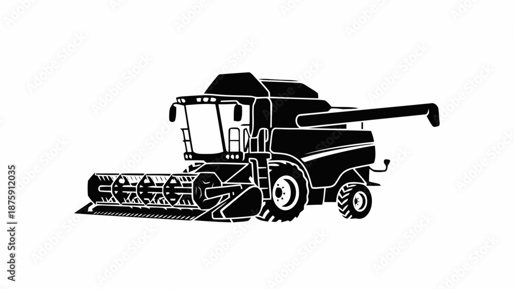 Fototapeta premium Vector illustration of a heavy-duty combine harvester, an indispensable farm machine for fieldwork
