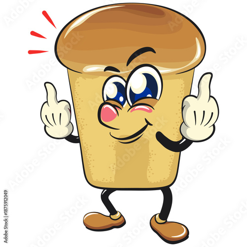 cute rum baba cake cartoon mascot character raising two middle finger, vector illustration, work of hand drawn