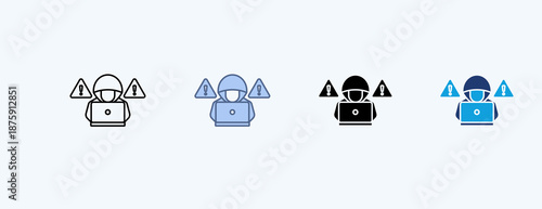 Cyber Attack Multiple Icon Illustration Vector