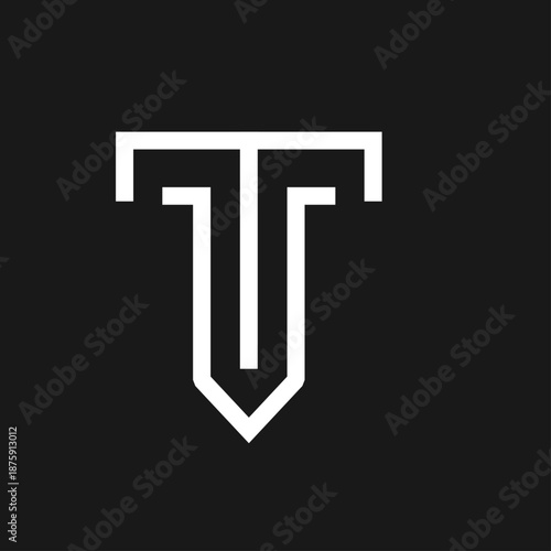 Modern Geometric Stylized Letter T Logo Design