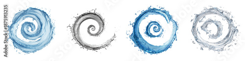 Water splash Swirling blue and gray abstract shapes vector illustration, flat design elements