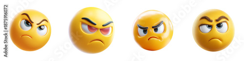 Angry face emojis in different expressions vector illustration