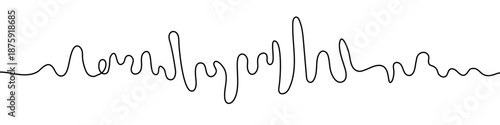 Continuous sine wave graph or pulse line. Drawing with editable black stroke on a white background. Vector illustration, audio wave or cardiogram concept.