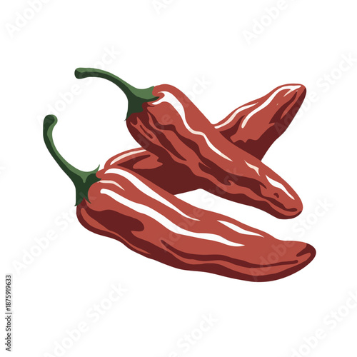 Two red chili peppers isolated on white background, Vector, illustration