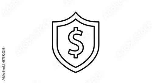 Financial protection and insurance icon showing a shield with a dollar sign symbol representing secure banking and wealth management services.