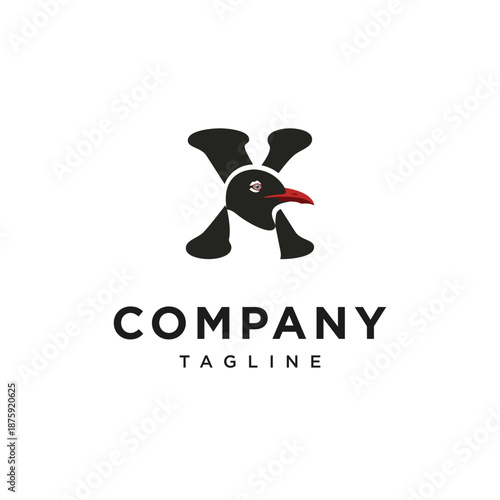 Letter X Laughing Gull Icon Vector Logo