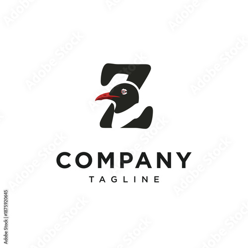 Letter Z Laughing Gull Icon Vector Logo