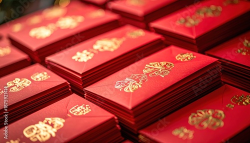 Red and gold business cards with gold foil front and back cards.