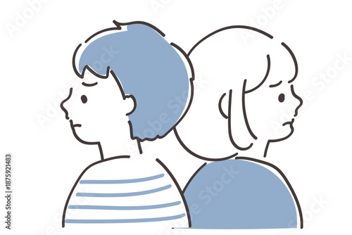 すれ違う若い男女　シンプルでスタイリッシュなイラスト