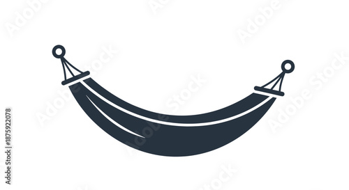 Silhouette of a hanging hammock representing relaxation travel and outdoor summer vacation leisure activities.