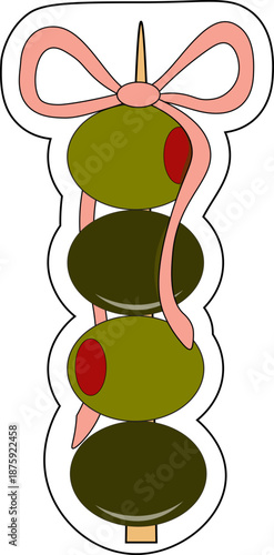 illustration of olives on a toothpick, olives 