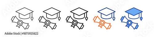 Graduation Different Set Vector Icon
