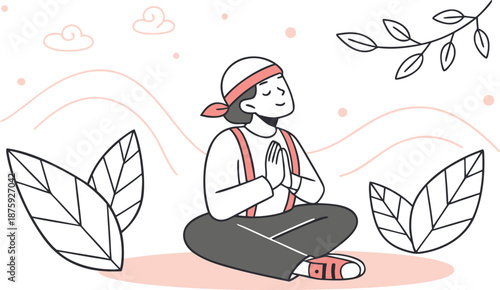 Zen Mind, Serene Soul: In a tranquil illustration, a person finds solace in meditation, embodying inner peace and mindful well-being.