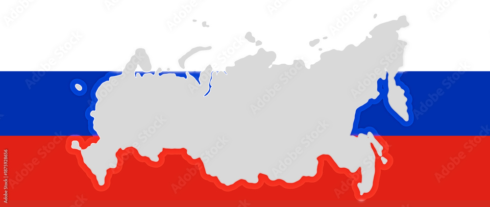 Obraz premium simplified shape of the map of Russia, outline russian flag colors design