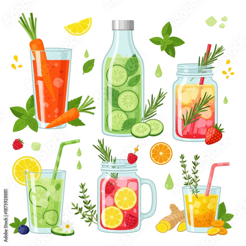 Healthy Drinks Collection: Fresh Juices and Infused Water
