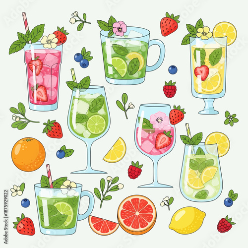 Refreshing Summer Drinks with Fruits and Berries