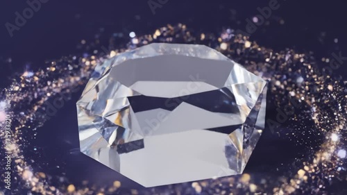 Shiny Diamond Rotating on Sparkly Dark Background