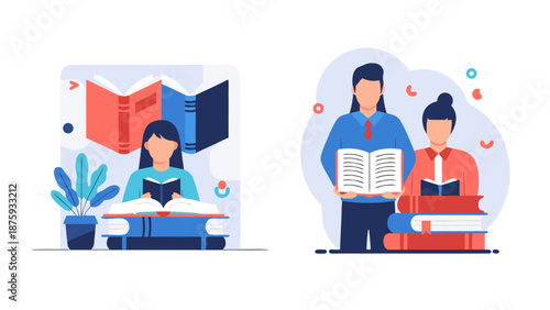 Diverse people enjoying reading books, symbolizing education and knowledge acquisition