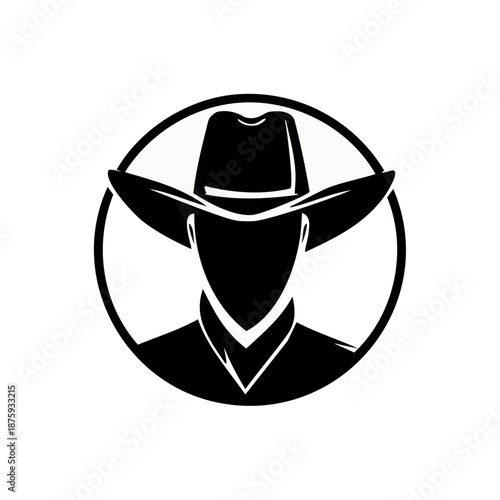 logo, vector-style logo of a cowboy hat silhouette on a white background, simple, minimalistic