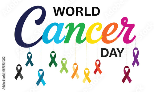 World cancer day awareness ribbon graphic