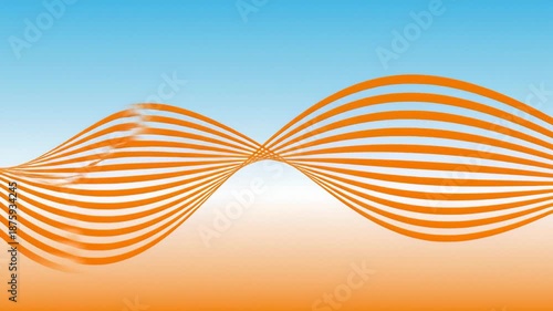 Abstract Orange Lines Forming Wavy Pattern Against Gradient Sky