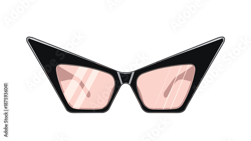 Trendy cat eye sunglasses with thick black frames and translucent pink lenses represent a bold and vintage fashion statement.